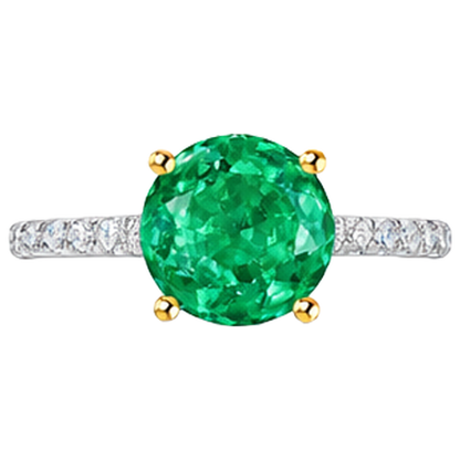 Natural Real ( Not Lab Grown ) Gemstone Green Emerald GIA Womens Ring With Accents