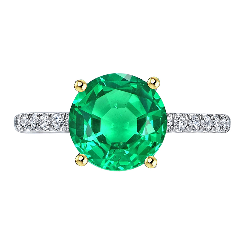 Gemstone Green Emerald Womens Ring With Accents