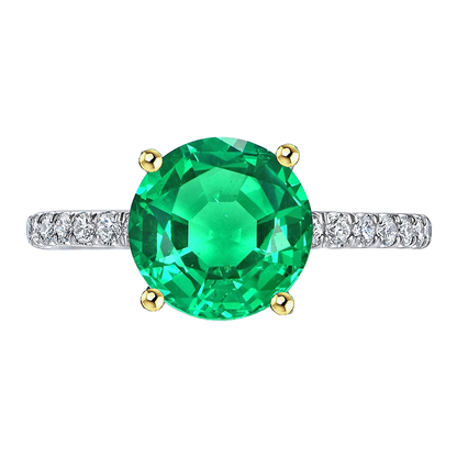 Gemstone Green Emerald Womens Ring With Accents