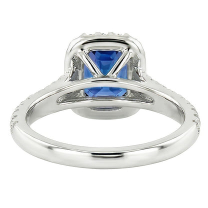 Gemstone Halo Sapphire Ring 2.50 Carats Scallop Set Natural Earth Mined Diamonds Jewelry