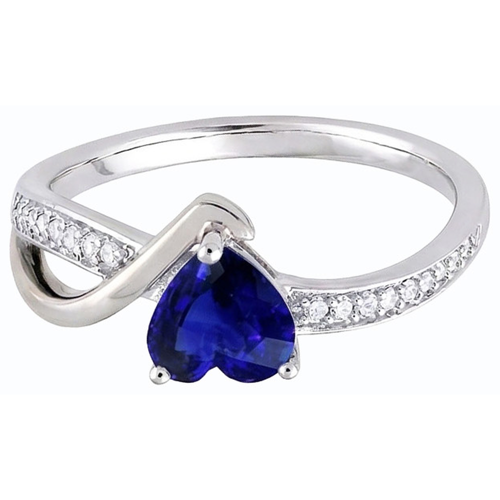 Gemstone Heart Blue Sapphire Ring Twisted Shank Natural Earth Mined Diamonds 2.50 Carats