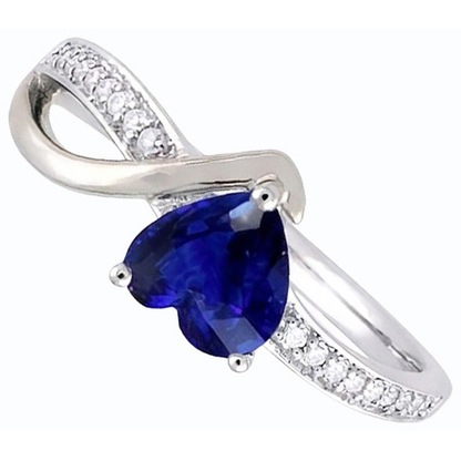 Gemstone Heart Blue Sapphire Ring Twisted Shank Natural Earth Mined Diamonds 2.50 Carats