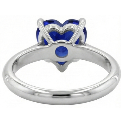 Natural Real ( Not Lab Grown )  Gemstone Heart Solitaire Prong Set Ceylon Sapphire Ring 2.50 Carats