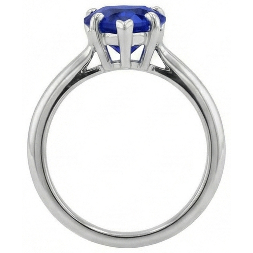 Natural Real ( Not Lab Grown )  Gemstone Heart Solitaire Prong Set Ceylon Sapphire Ring 2.50 Carats