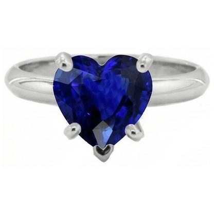 Natural Real ( Not Lab Grown )  Gemstone Heart Solitaire Prong Set Ceylon Sapphire Ring 2.50 Carats