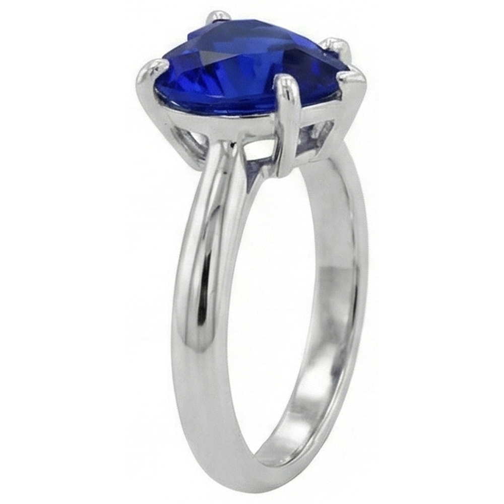 Natural Real ( Not Lab Grown )  Gemstone Heart Solitaire Prong Set Ceylon Sapphire Ring 2.50 Carats