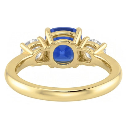 Gemstone Jewelry 3 Stone Cushion Sapphire Natural Earth Mined Diamond Ring 4.50 Carats