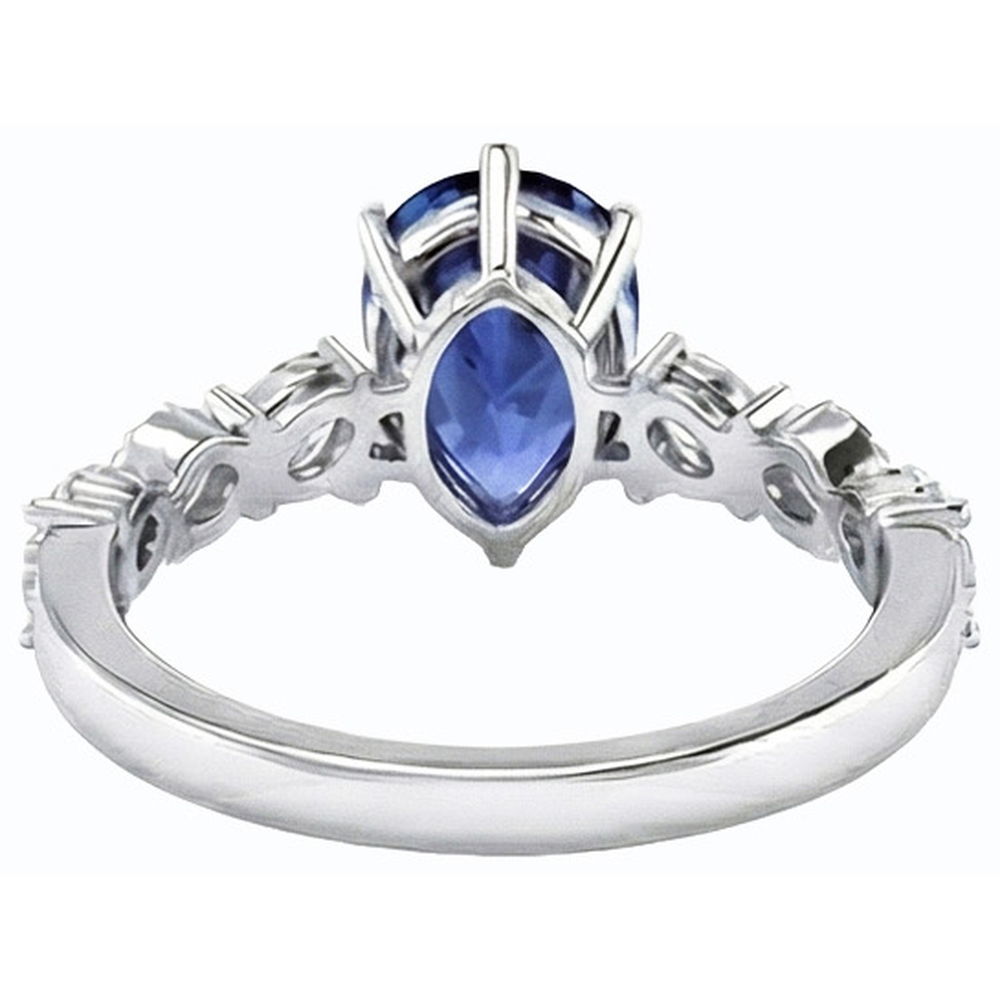 natural round sapphire 3ct ring profile view