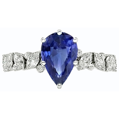 natural round sapphire 3ct ring side angle