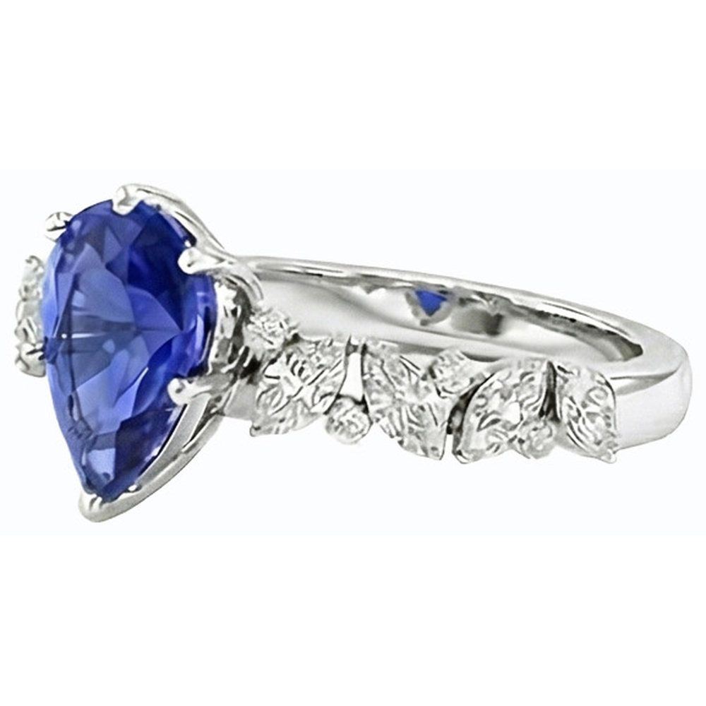 natural round sapphire 3ct ring top view