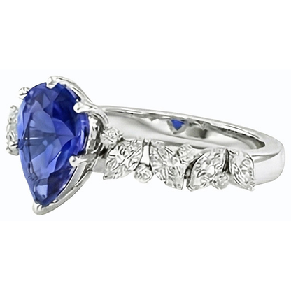 natural round sapphire 3ct ring top view