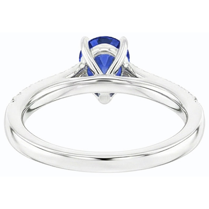 natural round sapphire 2.50ct ring on white background