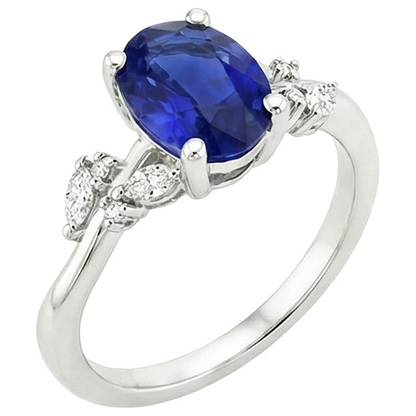 Gemstone Jewelry Blue Sapphire Ring & Natural Earth Mined Diamonds 4.50 Carats
