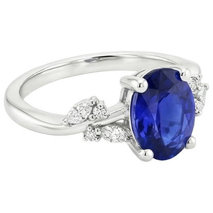 Gemstone Jewelry Blue Sapphire Ring & Natural Earth Mined Diamonds 4.50 Carats