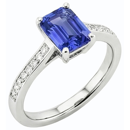 Gemstone Jewelry Ceylon Sapphire Ring Channel Set Natural Earth Mined Diamonds 2 Carats