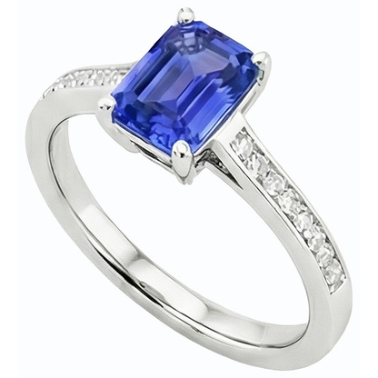 Gemstone Jewelry Ceylon Sapphire Ring Channel Set Natural Earth Mined Diamonds 2 Carats