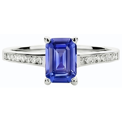 Gemstone Jewelry Ceylon Sapphire Ring Channel Set Natural Earth Mined Diamonds 2 Carats