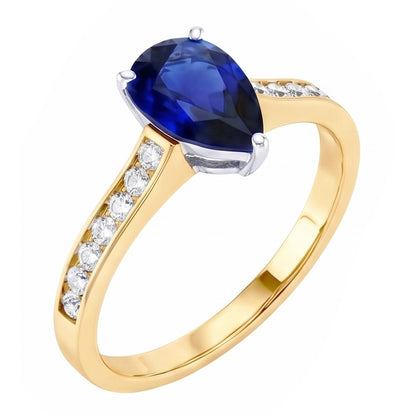 Gemstone Jewelry Ceylon Sapphire Ring Channel Set Natural Earth Mined Diamonds 4 Carats