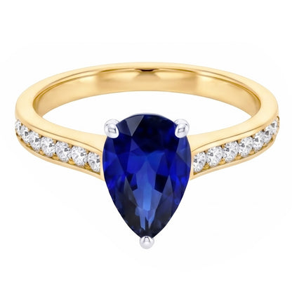 Gemstone Jewelry Ceylon Sapphire Ring Channel Set Natural Earth Mined Diamonds 4 Carats