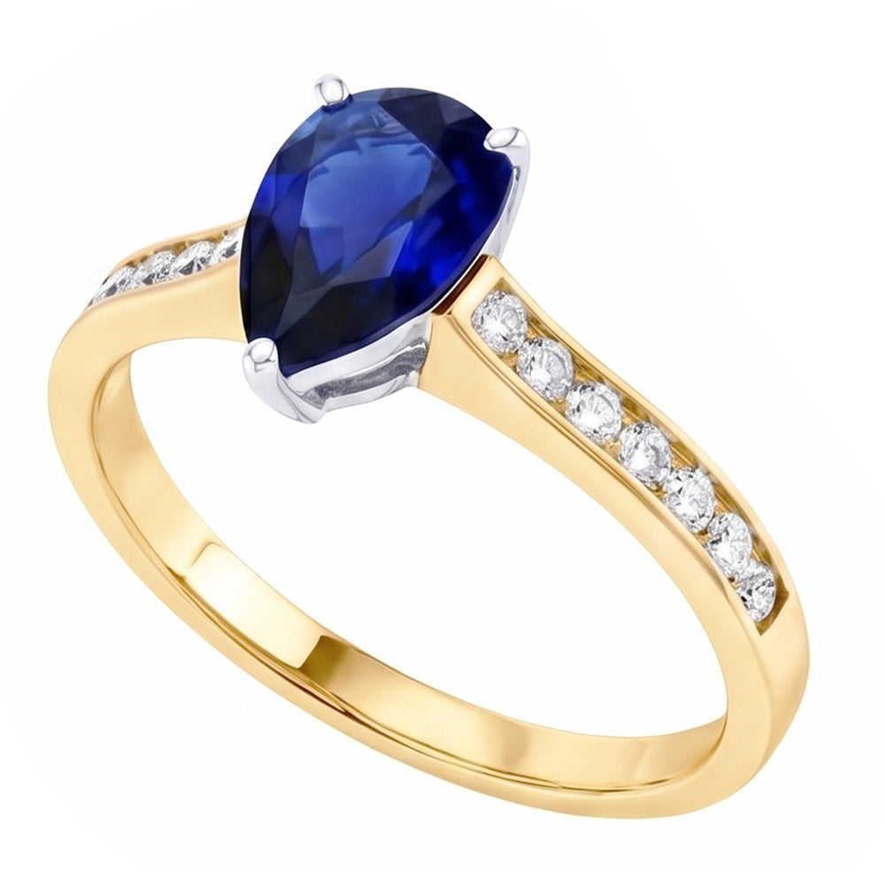 Gemstone Jewelry Ceylon Sapphire Ring Channel Set Natural Earth Mined Diamonds 4 Carats