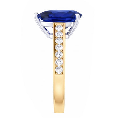 Gemstone Jewelry Ceylon Sapphire Ring Channel Set Natural Earth Mined Diamonds 4 Carats