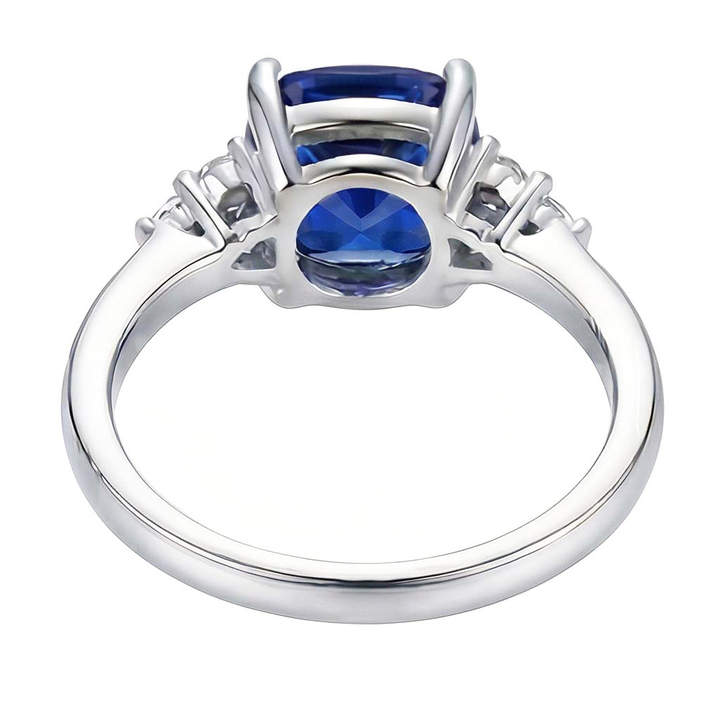 Gemstone Jewelry Cushion Sapphire Ring 2.50 Carats Small Round Natural Earth Mined Diamond