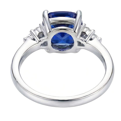 Gemstone Jewelry Cushion Sapphire Ring 2.50 Carats Small Round Natural Earth Mined Diamond