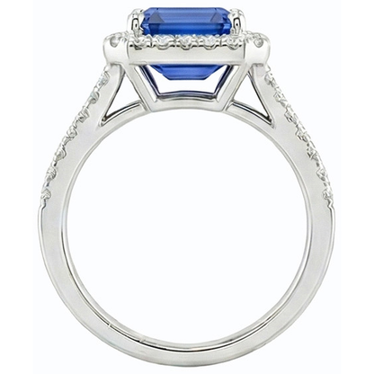 Gemstone Jewelry Halo Sri Lankan Sapphire Natural Earth Mined Diamond Ring 4.50 Carats