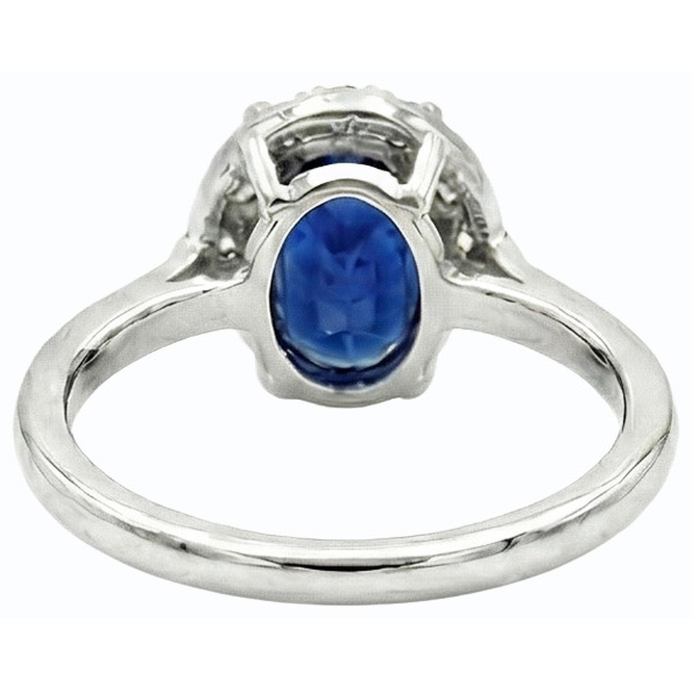 Gemstone Jewelry Oval Blue Sapphire & Natural Earth Mined Diamond Ring 2.50 Carats