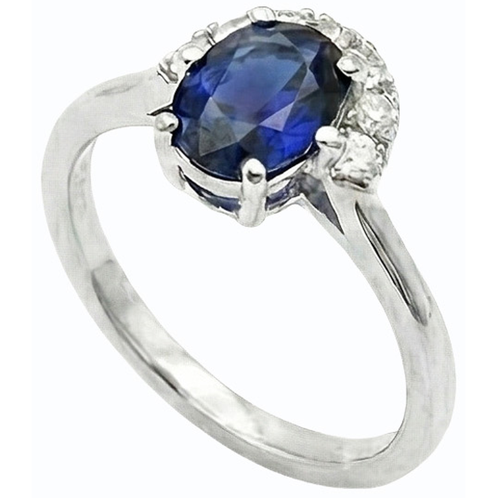 Gemstone Jewelry Oval Blue Sapphire & Natural Earth Mined Diamond Ring 2.50 Carats