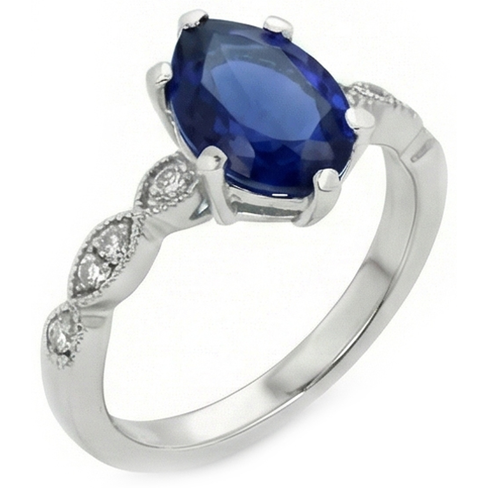 Gemstone Jewelry Pear Ceylon Sapphire Ring With Natural Earth Mined Diamonds 2.50 Carats