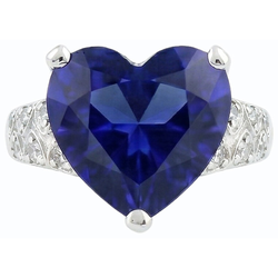 Gemstone Jewelry Ring Heart Ceylon Sapphire With Natural Earth Mined Diamonds 4 Carats