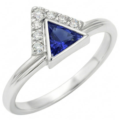 Gemstone Jewelry Trillion Ceylon Sapphire Ring 1 Carat Natural Earth Mined Diamonds