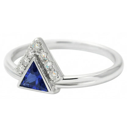 Gemstone Jewelry Trillion Ceylon Sapphire Ring 1 Carat Natural Earth Mined Diamonds