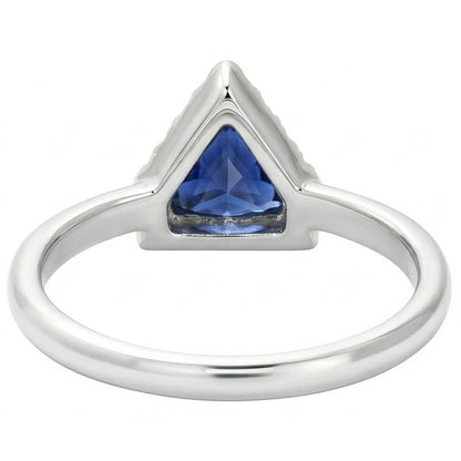 Gemstone Jewelry Trillion Ceylon Sapphire Ring 1 Carat Natural Earth Mined Diamonds
