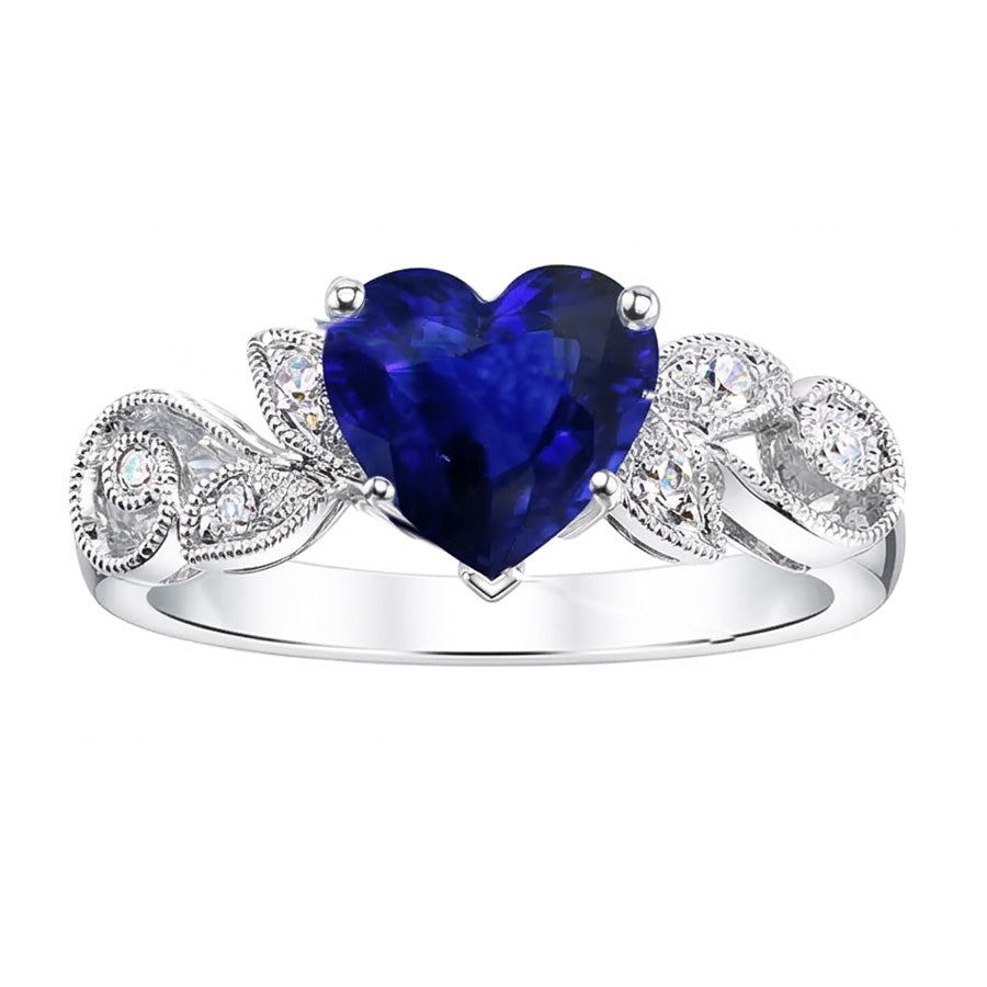 Gemstone Jewelry Vintage Style Sapphire And Natural Earth Mined Diamond Ring 2.25 Carats