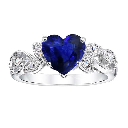 Gemstone Jewelry Vintage Style Sapphire And Natural Earth Mined Diamond Ring 2.25 Carats