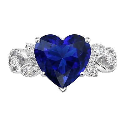 Gemstone Jewelry Vintage Style Sapphire And Natural Earth Mined Diamond Ring 2.25 Carats