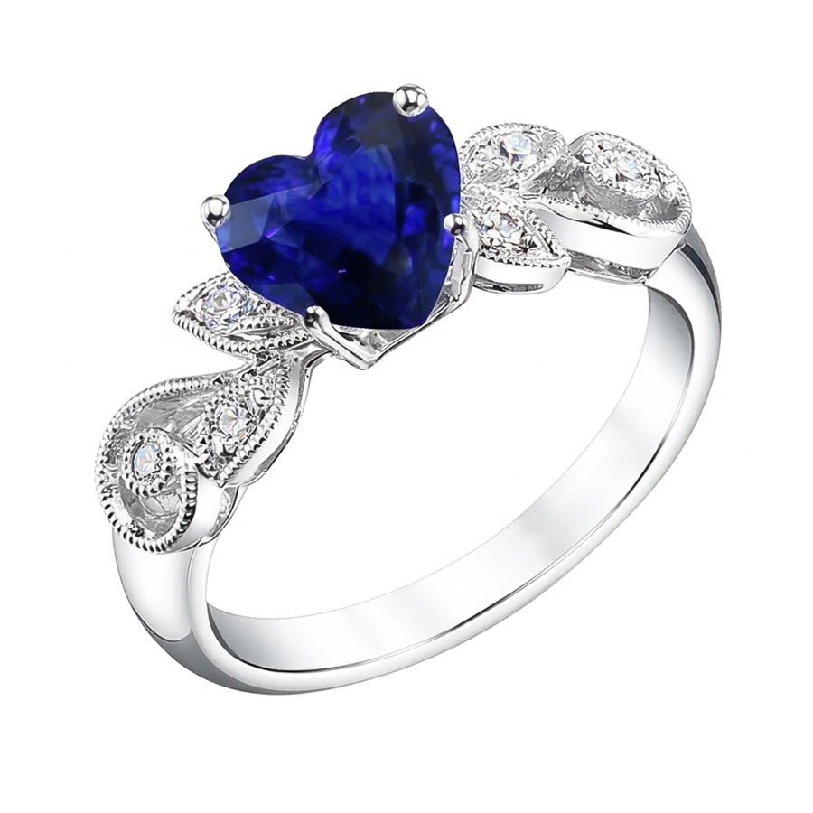 Gemstone Jewelry Vintage Style Sapphire And Natural Earth Mined Diamond Ring 2.25 Carats