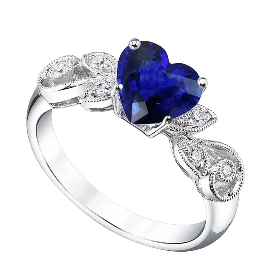 Gemstone Jewelry Vintage Style Sapphire And Natural Earth Mined Diamond Ring 2.25 Carats