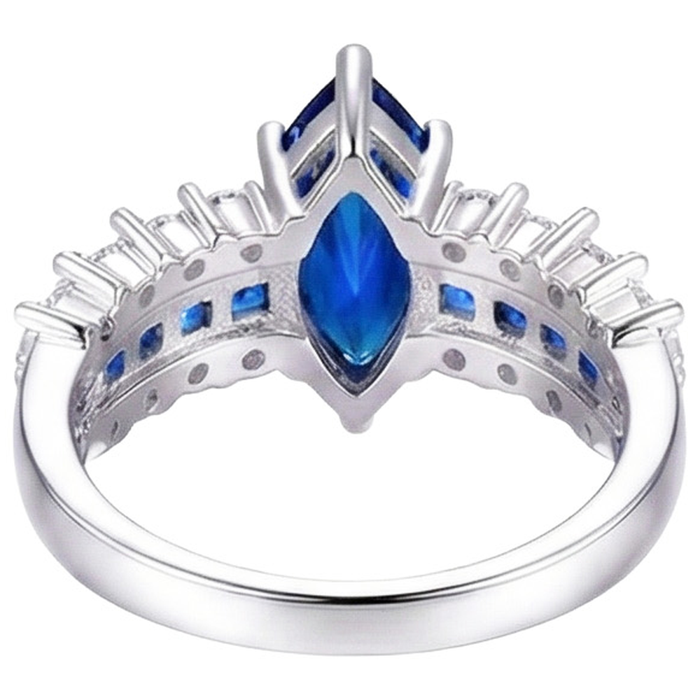 Gemstone Marquise & Princess Blue Sapphire Natural Earth Mined Diamond Ring 6.50 Carats