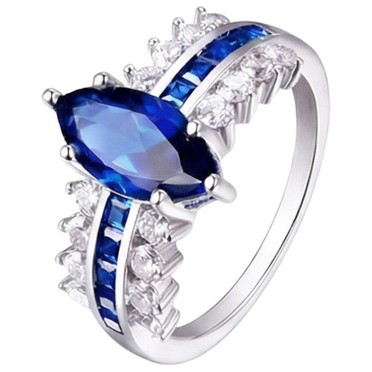 Gemstone Marquise & Princess Blue Sapphire Natural Earth Mined Diamond Ring 6.50 Carats