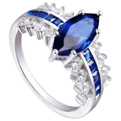 Gemstone Marquise & Princess Blue Sapphire Natural Earth Mined Diamond Ring 6.50 Carats