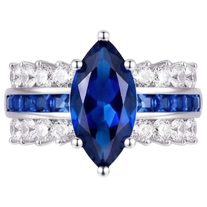 Gemstone Marquise & Princess Blue Sapphire Natural Earth Mined Diamond Ring 6.50 Carats