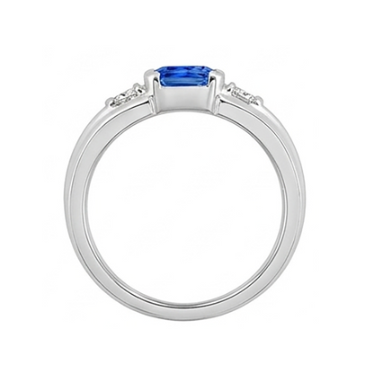 Gemstone Mens Ring Princess Natural Earth Mined Diamond Gold Bar Set Blue Sapphire 1.75 Ct
