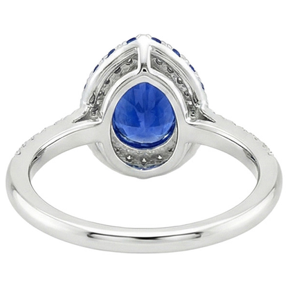 Gemstone Natural Earth Mined Diamond Engagement Ring Halo Pear Cut Blue Sapphire 6 Carats