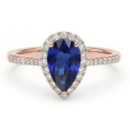 natural round sapphire 3.50ct ring front view