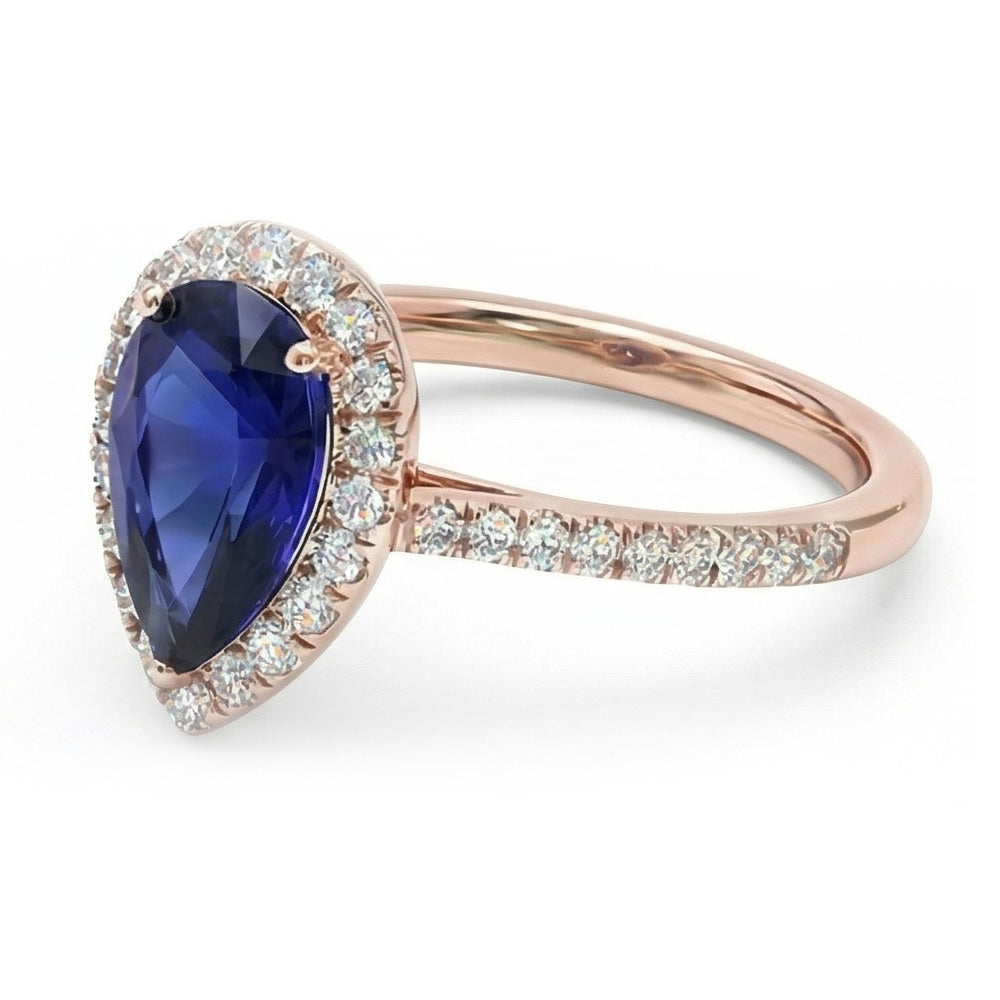 natural round sapphire 3.50ct ring close up detail