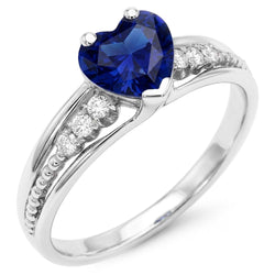 Gemstone Natural Earth Mined Diamond Ring Heart Cut Ceylon Sapphire Jewelry