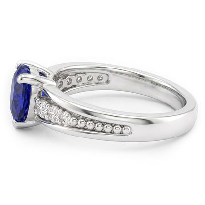 Gemstone Natural Earth Mined Diamond Ring Heart Cut Ceylon Sapphire Jewelry